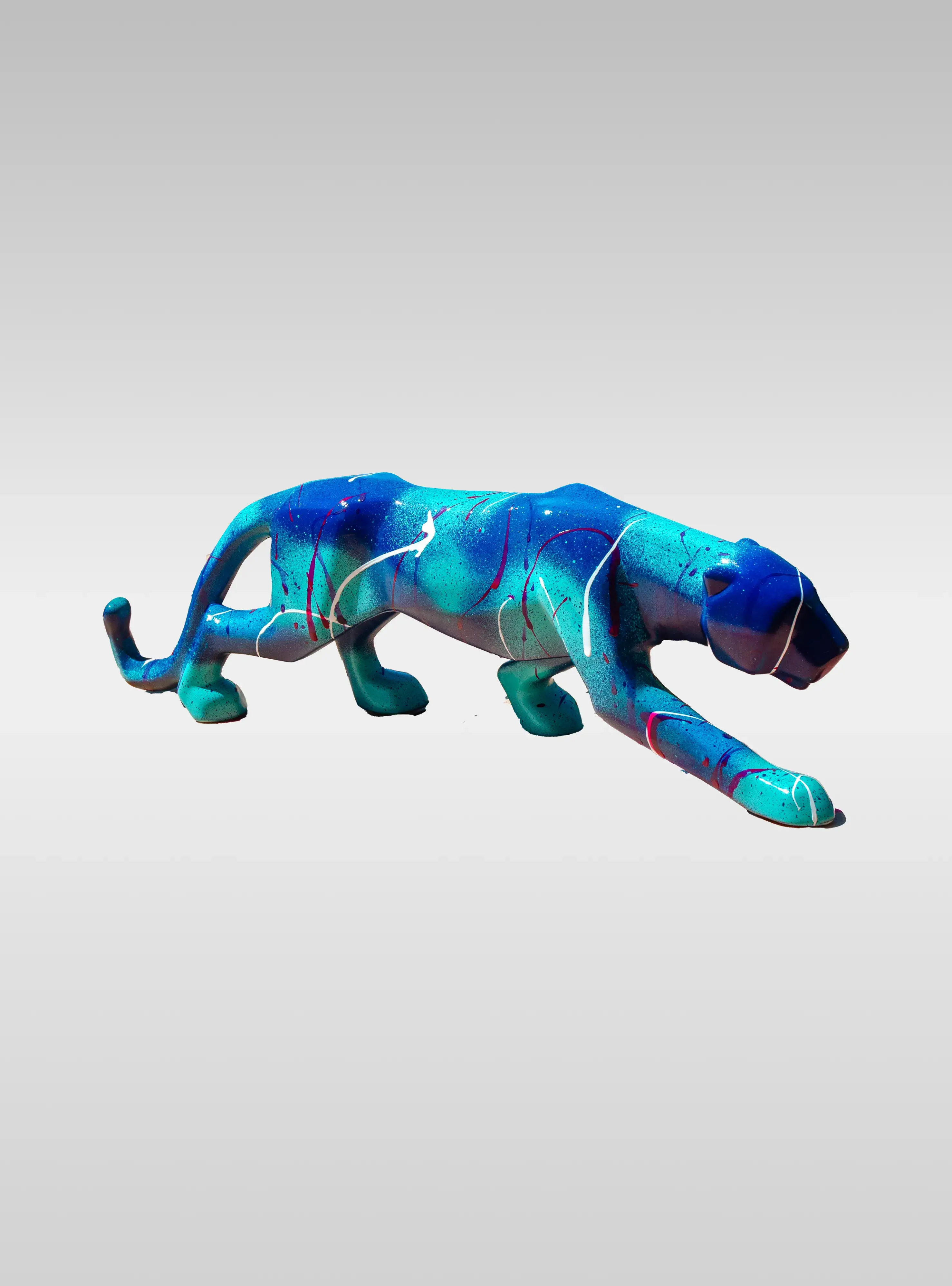 Blue Prowl - Panthère en céramique