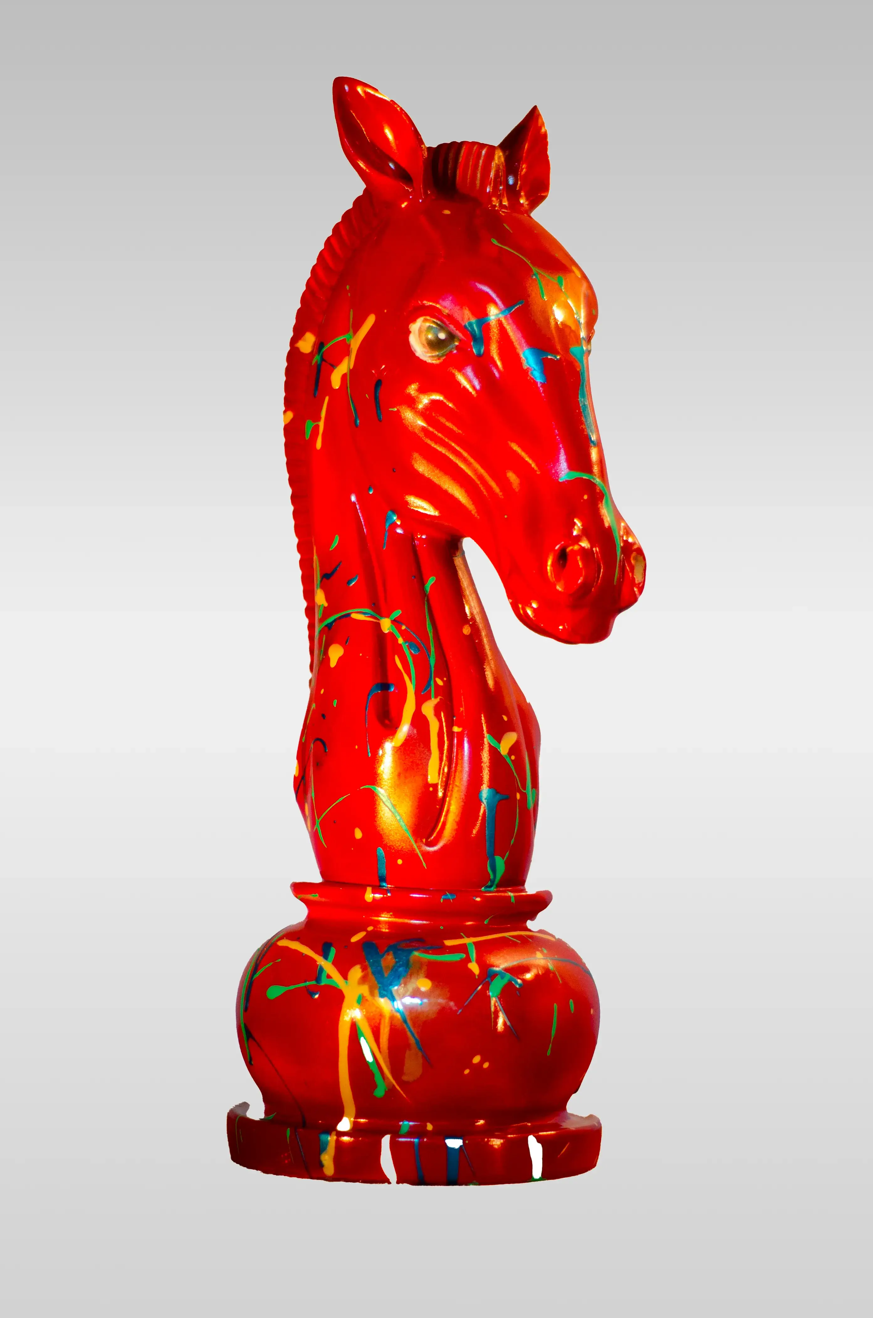 Le Cavalier Incandescent - Cheval en résine rouge