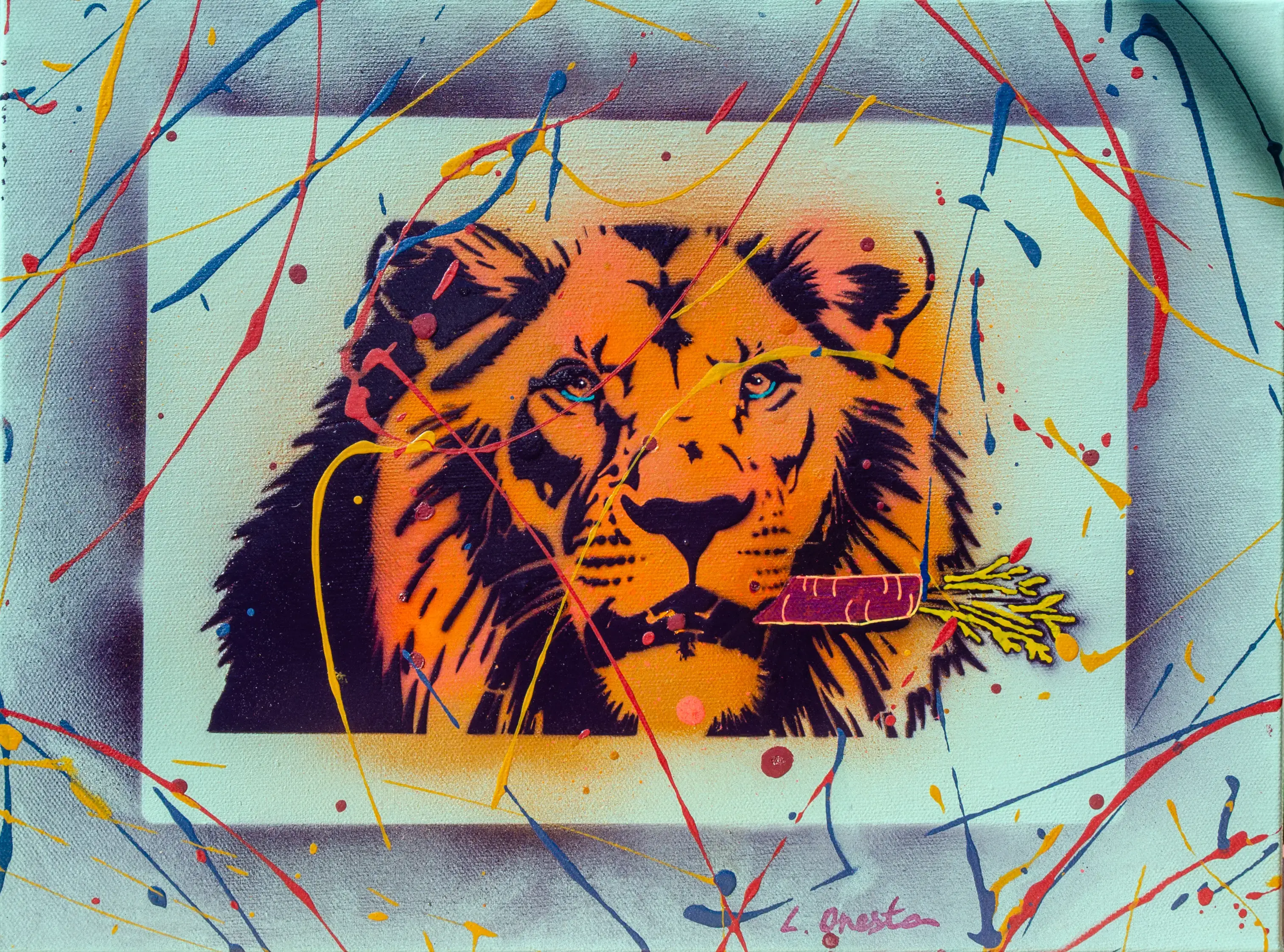 Lion vegan en street art