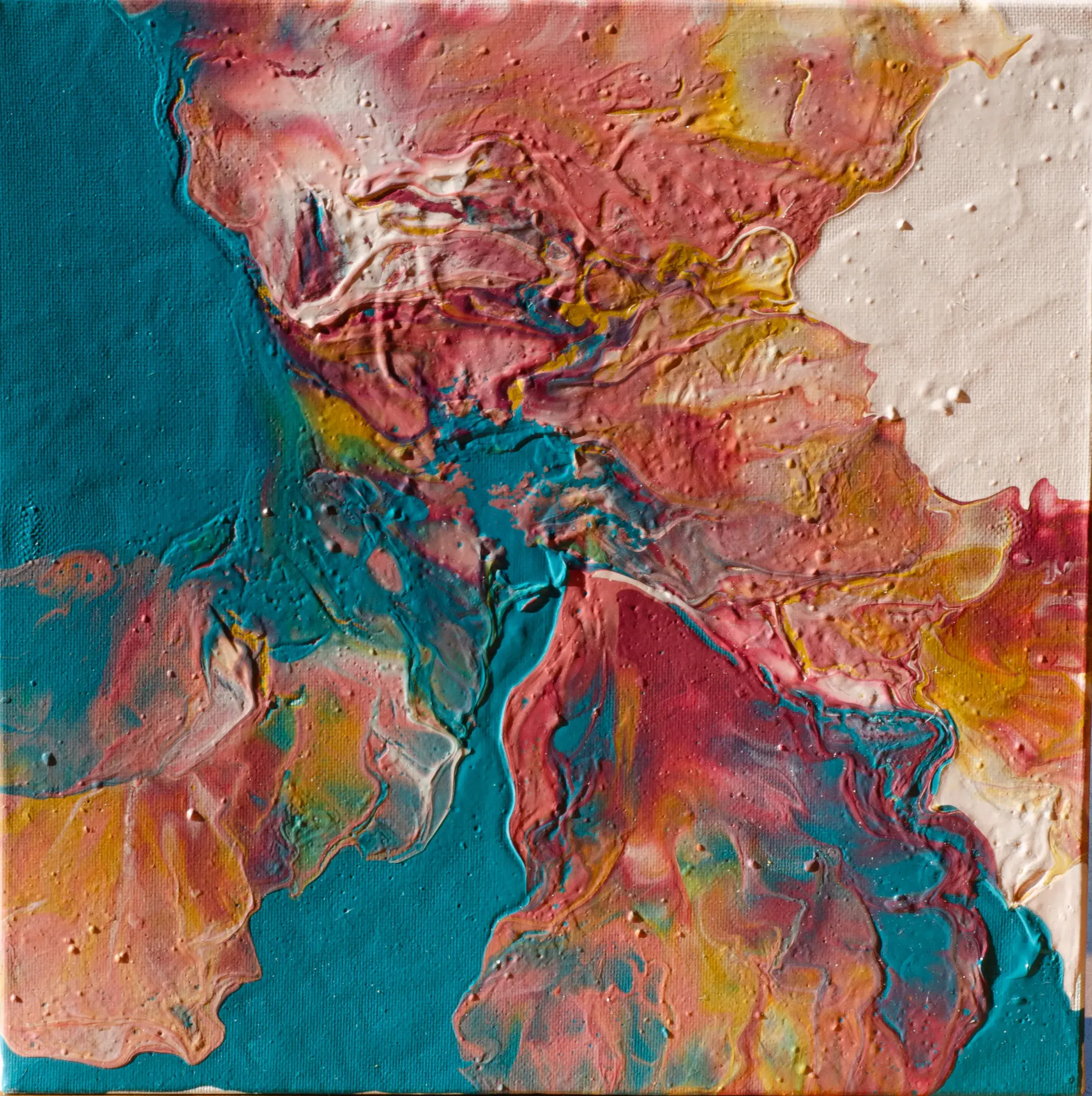 Tableau pouring bleu et blanc