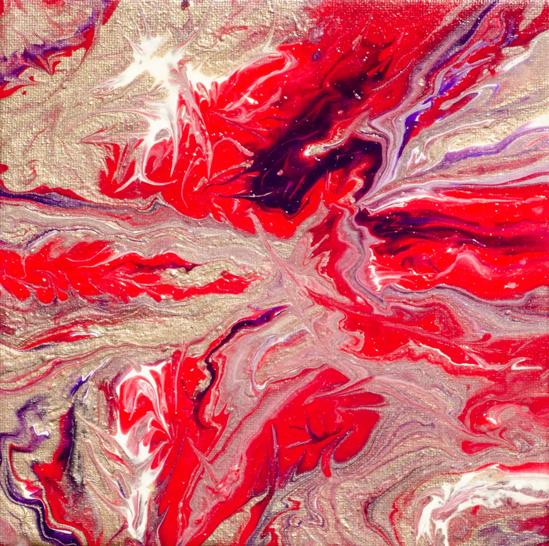 Tableau pooring rouge et doré